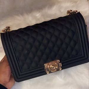 NWT Black Jelly Quilted Bag